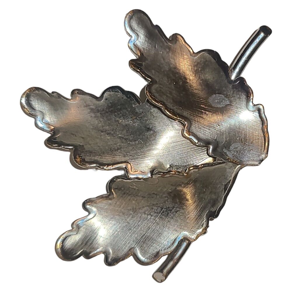 Vintage Coro Signed Silver Tone Leaf Brooch‎ Pin